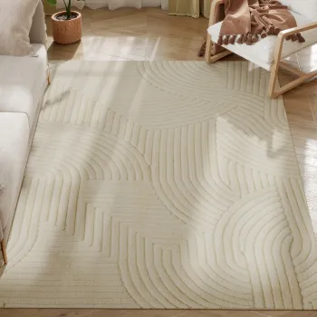 HOMCOM Covor Fabricat Mecanic, 15 mm inalt, Versatil, Anti-Alunecare, Alb Crem | Aosom Romania imagine