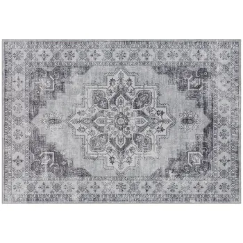 HOMCOM Covor lavabil antiderapant pentru living cu aspect de flanel, 230 x 160 cm, Gri | Aosom Romania imagine