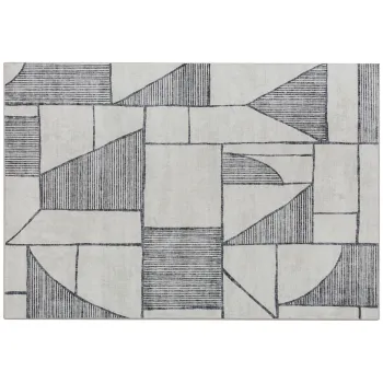 HOMCOM Covor Modern Antiderapant cu Linii Geometrice din Poliester, Multicolor | Aosom Romania imagine