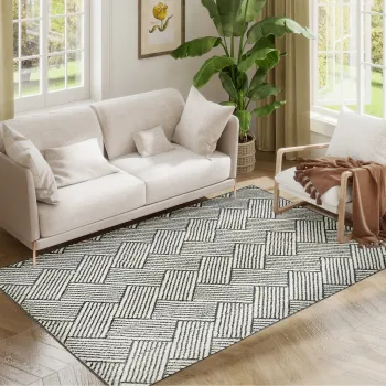 HOMCOM Covor salon 170 x 120 cm blanuri scurte lavabil in masina hipoalergenic pentru sufragerie, dormitor, birou, gri | Aosom Romania imagine