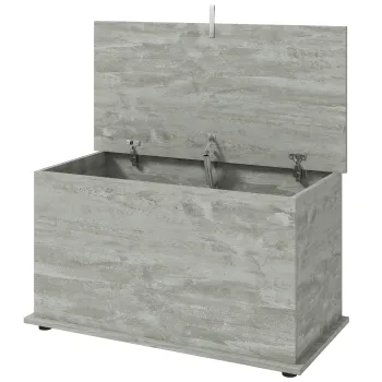 HOMCOM Cufar de depozitare, Banca de depozitare cu capac rabatabil si balamale de siguranta, 80 x 40 x 45 cm, Gri | Aosom Romania imagine