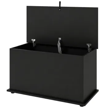 HOMCOM Cufar de depozitare, Banca de depozitare cu capac rabatabil si balamale de siguranta, 80 x 40 x 45 cm, Negru | Aosom Romania imagine