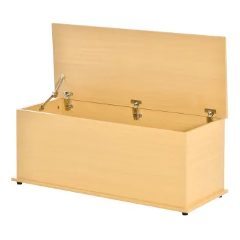 HOMCOM Cufar de depozitare din lemn, taburet pentru depozitare cu capac pentru dormitor si sufragerie, sarcina max. 120 kg, 100x40x40 cm Natural | Aosom Romania imagine
