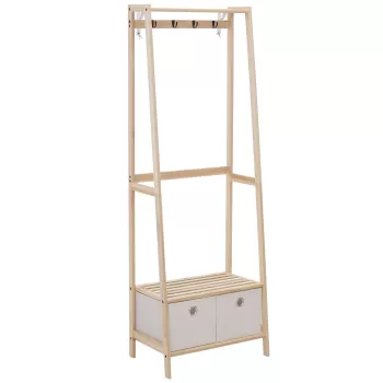 HomCom cuier cu raft, 58x36x168cm lemn natur | AOSOM RO imagine