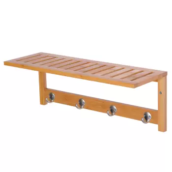 Homcom Cuier de Perete Raft Cuier in Bambu, 50x17x20cm imagine