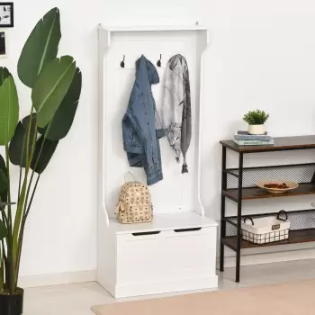 HomCom cuier haine, dulap inclus, 71,5x39,5x170cm, alb | AOSOM RO imagine