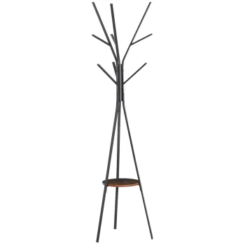 HOMCOM Cuier trepied design contemporan ramuri etajera + 9 cuiere dim. 45L x 45l x 180H cm metal maro | Aosom Romania imagine