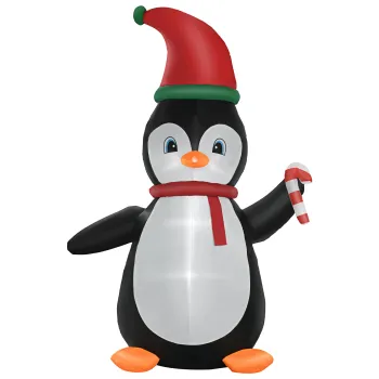 HOMCOM Decor gonflabil de Craciun, pinguin de Craciun gonflabil de 2,5 m cu 3 LED-uri, 162 x 100 x 250 cm, multicolor | Aosom Romania imagine