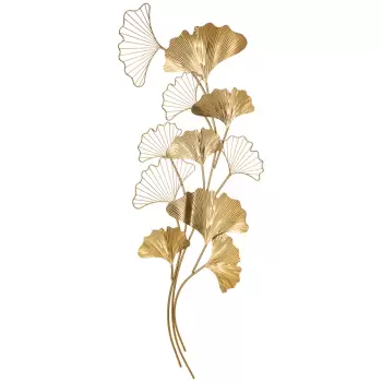 HOMCOM Decoratiune de perete 3D Moderna Frunze de Ginkgo Sculpturi de Perete Agatate Decor pentru Sufragerie | AOSOM RO imagine