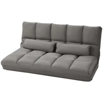 HOMCOM Divan de Podea 2 in 1 cu Spatar Reglabil in 7 Niveluri si Perne, 130x73x60 cm, Gri Carbonizat | Aosom Romania imagine