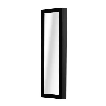 HomCom Dulap Bijuterii pentru Perete cu Oglinda din Lemn MDF, Negru,37x9.5x121cm imagine