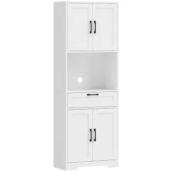 HOMCOM Dulap bucatarie 170 cm cu 4 usi inchidere amortizata sertar rafturi reglabile blat pentru cuptor cu microunde Alb | Aosom Romania imagine