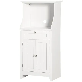 HOMCOM Dulap Bucatarie pentru Cuptor cu Microunde cu Sertar si Dulap 2 Usi Alb | Aosom Romania imagine