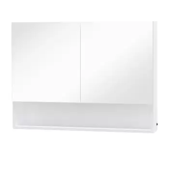 HOMCOM Dulap cu oglinda de perete cu lumini LED, raft deschis si raft intern reglabil, sticla si MDF, 80x15x60cm imagine