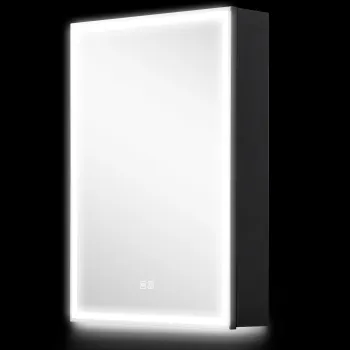 HOMCOM Dulap cu Oglinda pentru Baie cu Lumini LED si Priza pentru Aparat de Ras, Dulap Suspendat cu Functie Anti-Ceata, Reglare Luminozitate, 3 Culori, Negru | Aosom Romania imagine