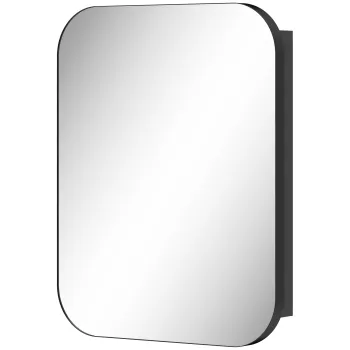 HOMCOM Dulap cu oglinda pentru baie, dulap baie cu oglinda, raft reglabil, 40,2 x 10,2 x 50,9 cm, Negru | Aosom Romania imagine