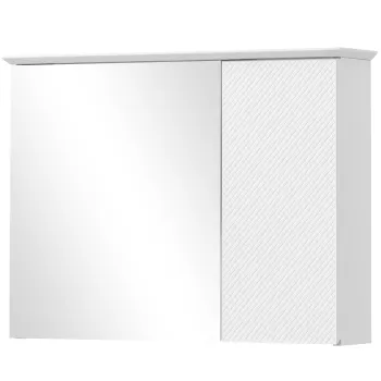 HOMCOM Dulap cu Oglinda si Rafturi Reglabile pe 3 Nivele, Oglinda de Perete din Sticla si Lemn, 65x15x49 cm, Alb | Aosom Romania imagine