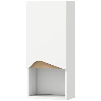 HOMCOM Dulap de baie de perete cu usa cu inchidere silentioasa si compartiment deschis 30 x 17 x 67 cm Alb | Aosom Romania imagine