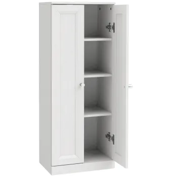 HOMCOM Dulap de baie ingust, dulap de depozitare pe picioare cu 2 usi si 3 rafturi, pentru living, dormitor, alb | Aosom Romania imagine