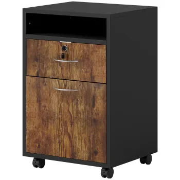 HOMCOM Dulap de Birou cu Raft Deschis, Sertar si Dulapior, Maro | Aosom Romania imagine