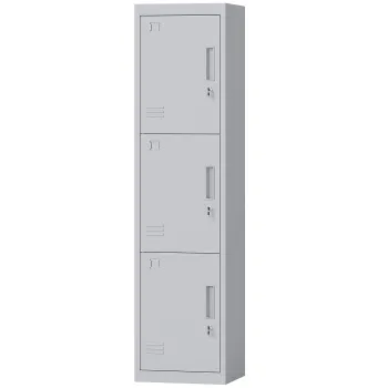 HOMCOM Dulap de birou din otel cu 3 usi independente cu incuietoare si 2 chei, 45x38x180 cm, gri deschis | Aosom Romania imagine