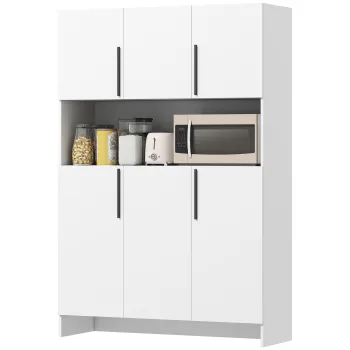 HOMCOM Dulap de bucatarie, 4 dulapuri, 6 usi, 12 balamale, blat de lucru, Spanplatte, Alb | Aosom Romania imagine