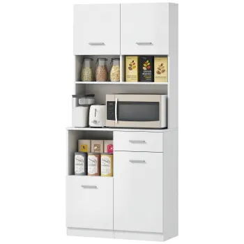 HOMCOM Dulap de Bucatarie, Bufet cu sertar, Usi Soft-Close, 80 x 35 x 180 cm, Alb | Aosom Romania imagine