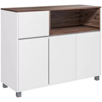 HOMCOM Dulap de Bucatarie Bufet Modern din Lemn cu Dulapuri, Sertar si Compartiment Deschis, Dulap Multifunctional imagine