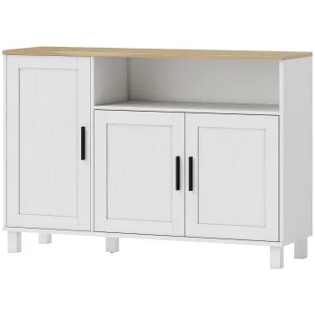 HOMCOM Dulap de Bucatarie cu Usi Amortizate, Compartiment Deschis si 2 Dulapuri Alb | Aosom Romania imagine