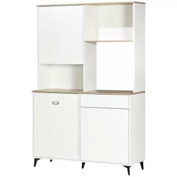 HOMCOM Dulap de bucatarie independent, dulap de depozitare modern, dulap pentru microunde, 180 cm, alb imagine