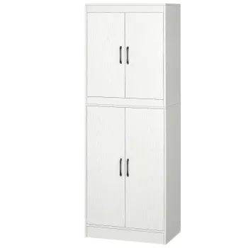 HOMCOM Dulap de bucatarie Mobila auxiliara cu 4 usi si 5 rafturi deschise 60x36x168 cm Alb | Aosom Romania imagine