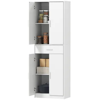 HOMCOM Dulap de bucatarie modern cu dulapuri cu usi, rafturi reglabile si sertar, 60 x 35 x 180 cm, alb | Aosom Romania imagine