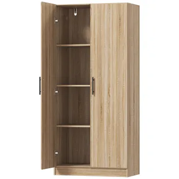 HOMCOM Dulap de Bucatarie Modern cu Rafturi Ajustabile si Usi Amortizate Lemn | Aosom Romania imagine