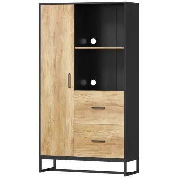 HOMCOM Dulap de bucatarie multifunctional cu 2 sertare, 1 dulap, 2 nise si orificii pentru cabluri | Aosom Romania imagine