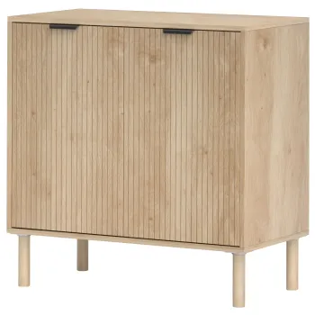 HOMCOM Dulap de Depozitare cu 2 Usi si Rafturi Reglabile, 78x40x77,5 cm, Stejar | Aosom Romania imagine