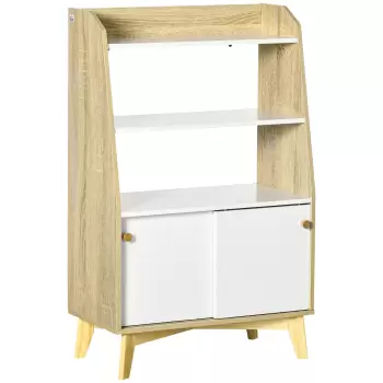 HOMCOM Dulap de depozitare modern , biblioteci cu usi glisante si rafturi deschise pentru sufragerie | AOSOM RO imagine