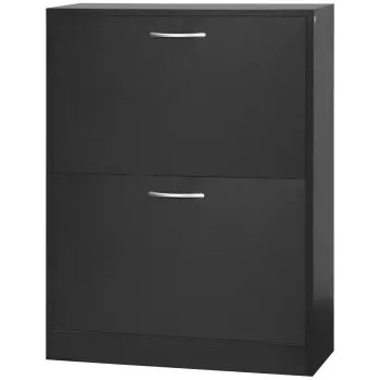 HOMCOM Dulap de Pantofi Mobilier Scara dim. 60L x 24l x 80H cm 2 Usi Batante Negru | Aosom Romania imagine