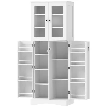 HOMCOM Dulap Debara Bucatarie cu 4 Usi cu 8 Compartimente 10 Rafturi Debara Moderna cu 4 Rafturi Reglabile Alb | Aosom Romania imagine