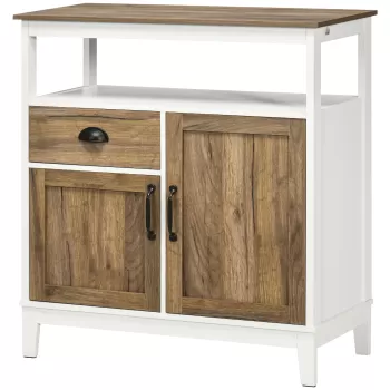 HOMCOM Dulap depozitare; dulap autonom cu usi, sertar pentru bucatarie, sufragerie si dormitor, gri inchis | Aosom RO imagine