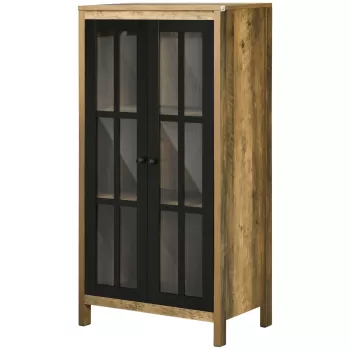 HOMCOM Dulap depozitare; dulap modern pentru bucatarie cu usi din sticla pentru bucatarie, sufragerie si birou, alb | Aosom RO imagine