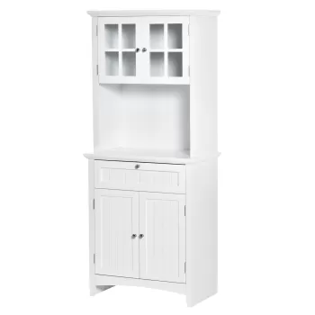 HOMCOM Dulap inalt pentru bucatarie si sufragerie cu 2 compartimente, rafturi reglabile si masa, MDF | AOSOM RO imagine