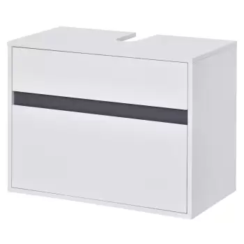 HOMCOM Dulap masca pentru chiuveta din MDF alb pentru baie cu 2 sertare 67 x 36 x 52 cm | AOSOM RO imagine