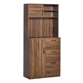 HOMCOM Dulap Modern cu 3 Sertare si Dulapioare, Mobila Camara pentru Bucatarie si Camera de zi din lemn, 80x40x178 cm | AOSOM RO imagine