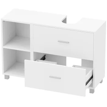 HOMCOM Dulap Modern pentru Chiuveta, pentru Lavoare cu sau fara Picior, Alb | Aosom Romania imagine