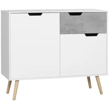 HOMCOM Dulap modern pentru depozitare, dulap decorativ cu sertar, 2 usi pentru dormitor, living, hol, gri deschis | AOSOM RO imagine