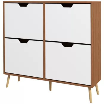 HOMCOM Dulap Pantofar Modern cu 4 Sertare Rabatabile si Raft Reglabil, Organizator de Depozitare pentru Dulap Pantofar de Hol pentru 16 Perechi de Pantofi, Natur imagine