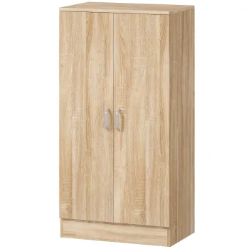 HOMCOM Dulap pantofi cu 2 usi, 6 rafturi reglabile, balamale soft-close pentru 14 perechi, lemn natural | Aosom Romania imagine