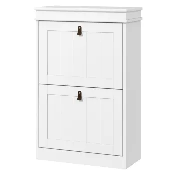 HOMCOM Dulap Pantofi Ingust cu 2 Usi Abative si Rafturi Ajustabile pentru 10 Perechi de Pantofi pentru Intrare 54x24x82,5 cm | Aosom Romania imagine