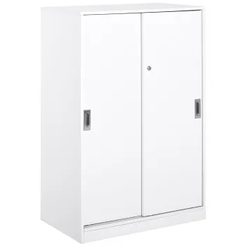HOMCOM Dulap pentru birou cu 3 rafturi si 2 chei de siguranta, mobilier pentru birou din PAL, 80x40x120 cm, alb imagine