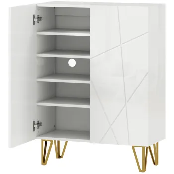 HOMCOM Dulap pentru incaltaminte cu 2 usi, raft pentru pantofi, depozitare cu 3 rafturi reglabile 72 x 31,5 x 95 cm, Alb | Aosom Romania imagine